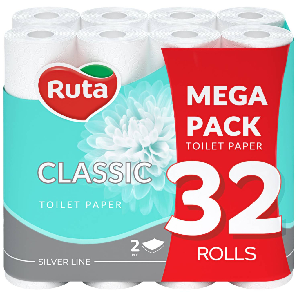 Туалетний папір Ruta Classic 2 шари Білий 32 рулона (4820202892670) - фото 1