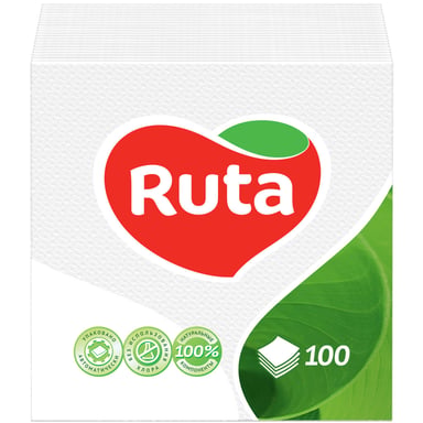 Серветки столові Ruta 24х24 см 1 шар Білі 100 шт. (4820023740495) - фото 1