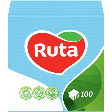 Серветки столові Ruta 24х24 см 1 шар Блакитні 100 шт. (4820023740617) - фото 1