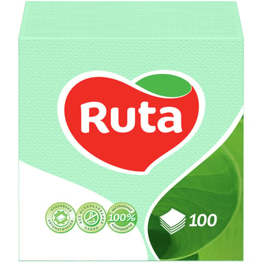 Серветки столові Ruta 24х24 см 1 шар Зелені 100 шт. (4820023740518) - фото 1