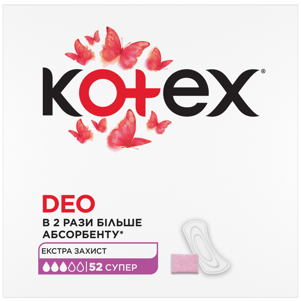 Щоденні прокладки Kotex Deo Super 52 шт. (5029053548685) - фото 2 Щоденні прокладки Kotex Deo Super 52 шт. (5029053548685) - фото 2