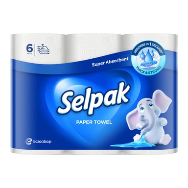 Паперові рушники Selpak 3 шари 80 відривів 6 рулонів (8690530015043) - фото 1