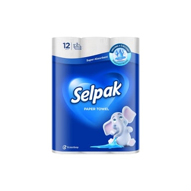Паперові рушники Selpak 3 шари 80 відривів 12 рулонів (8690530125001) - фото 1