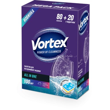 Таблетки для посудомийних машин Vortex All in 1 100 шт. (4823071623093) - фото 1
