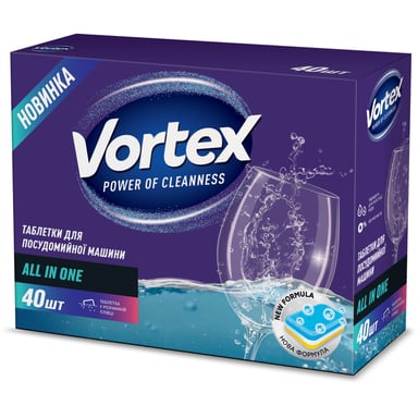 Таблетки для посудомийних машин Vortex All in 1 40 шт. (4823071618594) - фото 1