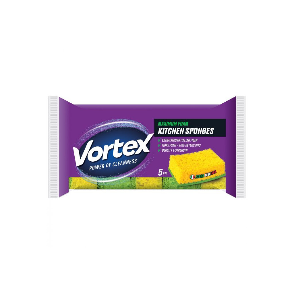 Губки кухонні Vortex 5 шт. (4820048487801) Губки кухонні Vortex 5 шт. (4820048487801)