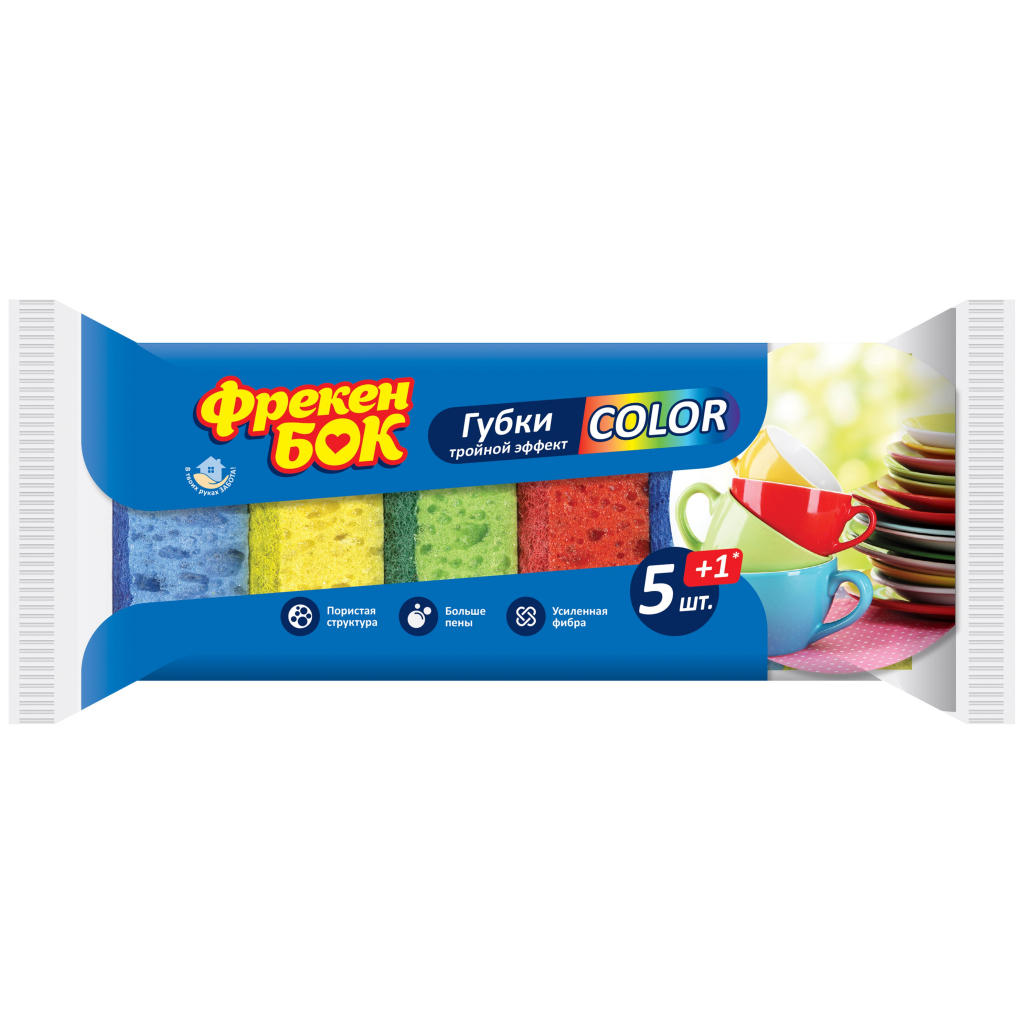 Губки кухонні Фрекен БОК Color 6 шт. (4823071630824) - головне фото