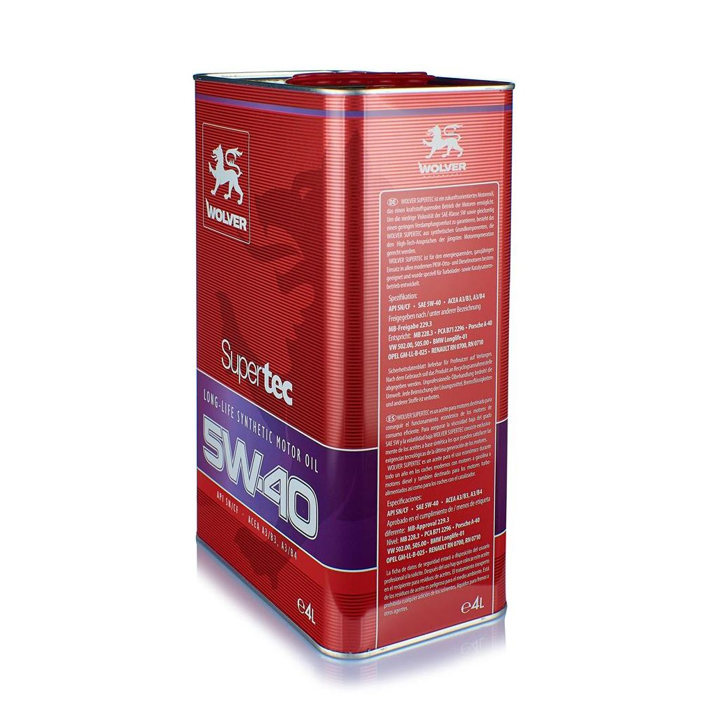 Моторна олива Wolver Supertec 5W-40 4л (4260360940019) - фото 2 Моторна олива Wolver Supertec 5W-40 4л (4260360940019) - фото 2