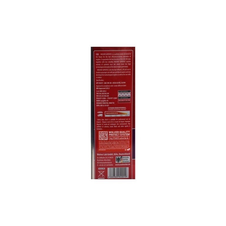 Моторна олива Wolver Supertec 5W-40 4л (4260360940019) - фото 5