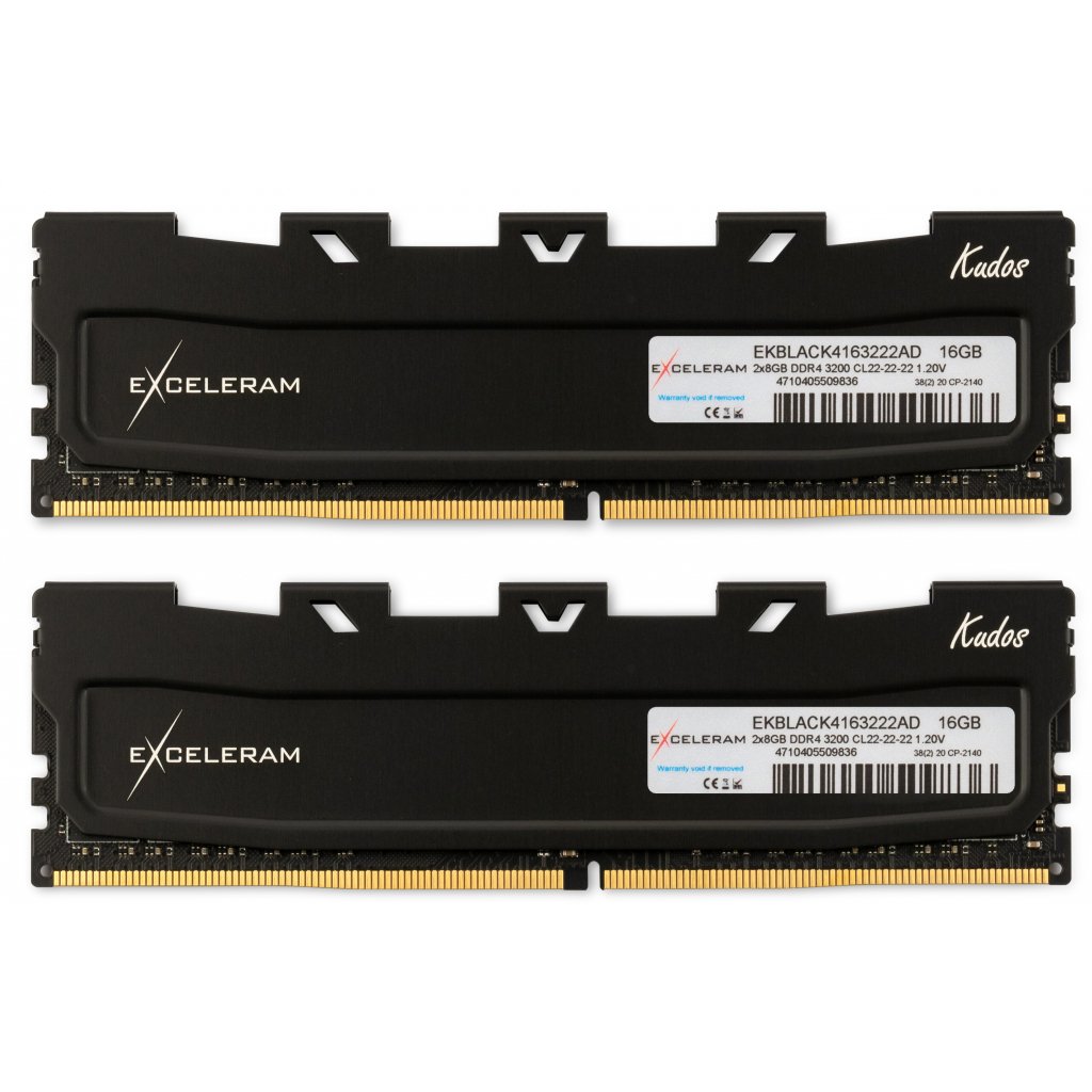 Модуль пам%27яті для комп%27ютера DDR4 16GB (2x8GB) 3200 MHz Black Kudos eXceleram (EKBLACK4163222AD) Модуль пам%27яті для комп%27ютера DDR4 16GB (2x8GB) 3200 MHz Black Kudos eXceleram (EKBLACK4163222AD)