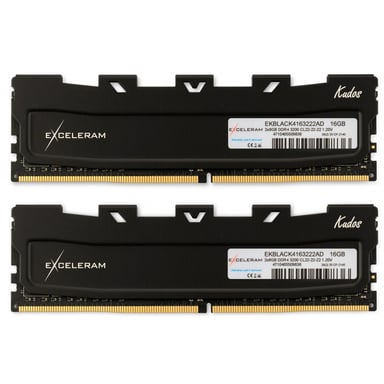 Модуль пам%27яті для комп%27ютера DDR4 16GB (2x8GB) 3200 MHz Black Kudos eXceleram (EKBLACK4163222AD)