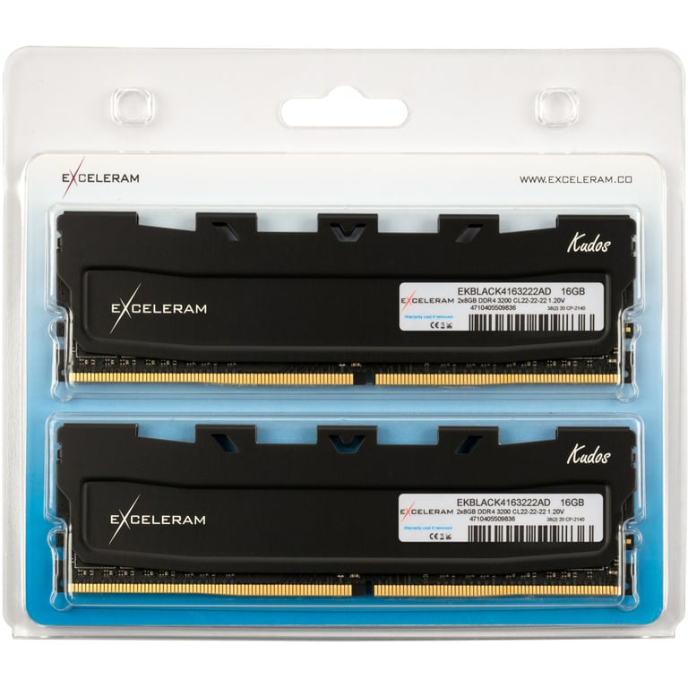Модуль пам'яті для комп'ютера DDR4 16GB (2x8GB) 3200 MHz Black Kudos eXceleram (EKBLACK4163222AD) - фото 2