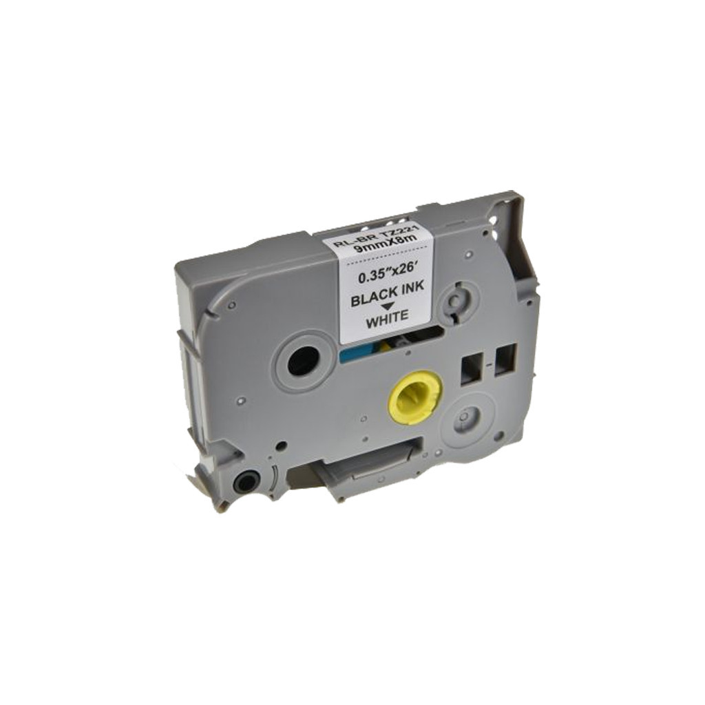 Стрічка для принтера етикеток UKRMARK RL-B-T221P-BK/WT, аналог TZE221. 9 мм х 8 м (900241) - фото 1