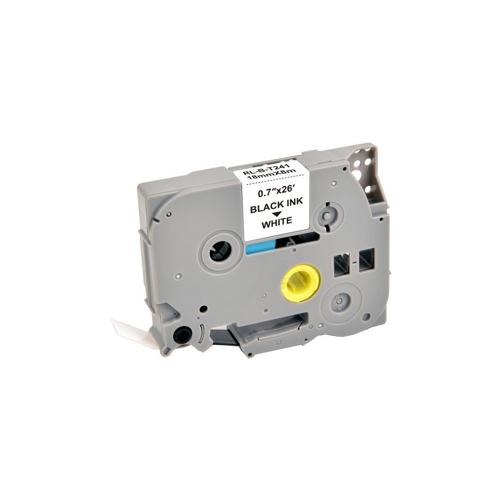 Стрічка для принтера етикеток UKRMARK RL-B-T241P-BK/WT, аналог TZE241. 18 мм х 8 м (900244) - фото 1