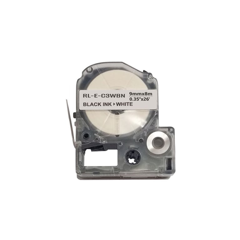 Стрічка для принтера етикеток UKRMARK RL-E-C3WBN-BK/WT, аналог LC3WBN. 9 мм х 8 м (900261)