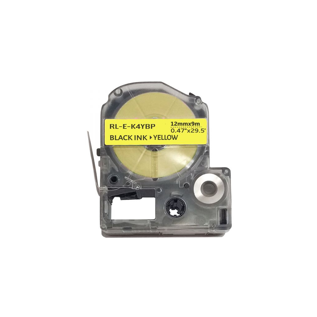 Стрічка для принтера етикеток UKRMARK RL-E-K4YBP-BK/YE, аналог LK4YBP. 12 мм х 9 м (900275) - фото 1