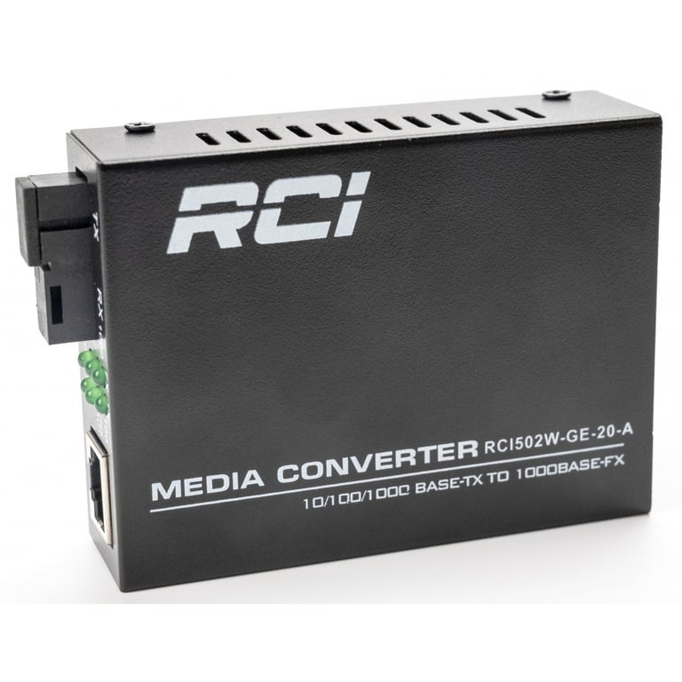 Медіаконвертер RCI 1G, 20km, SC, RJ45, Tx 1310nm standart size metal case (RCI502W-GE-20-A) - фото 2