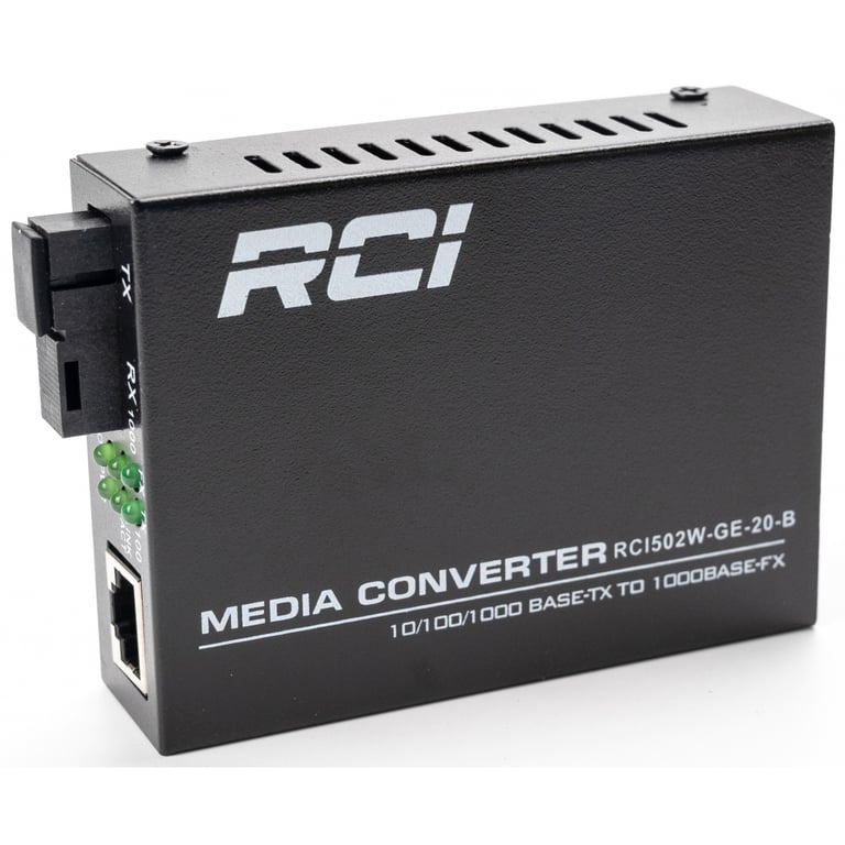 Медіаконвертер RCI 1G, 20km, SC, RJ45, Tx 1550nm standart size metal case (RCI502W-GE-20-B) - фото 1