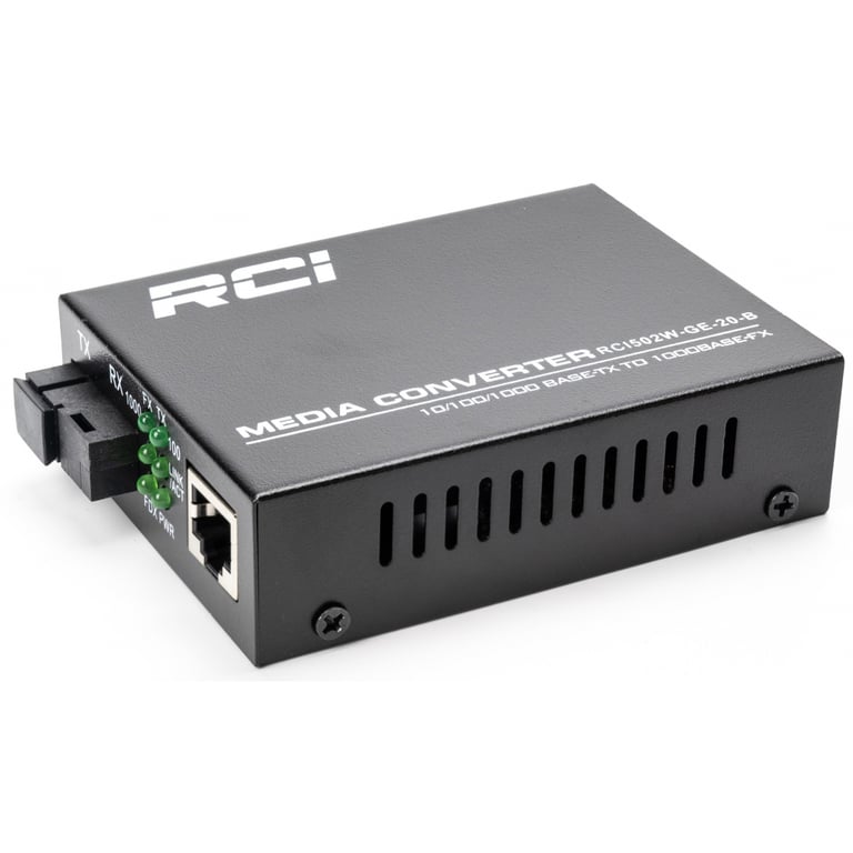 Медіаконвертер RCI 1G, 20km, SC, RJ45, Tx 1550nm standart size metal case (RCI502W-GE-20-B) - фото 2