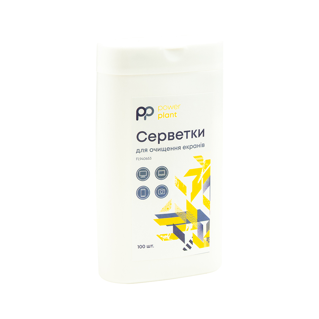 Серветки PowerPlant Screen Cleaning Wipes, 100шт (FL940653) - фото 1