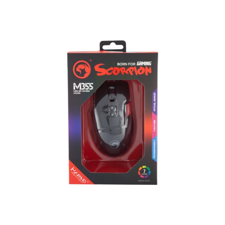 Мишка Marvo M355 7colors-LED USB Black (M355) - фото 5