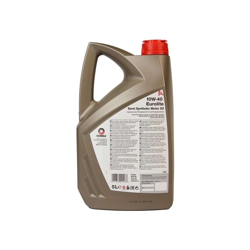 Моторна олива Comma EUROLITE 10W40 5л (EUROLITE 10W40 5L) - фото 2 Моторна олива Comma EUROLITE 10W40 5л (EUROLITE 10W40 5L) - фото 2