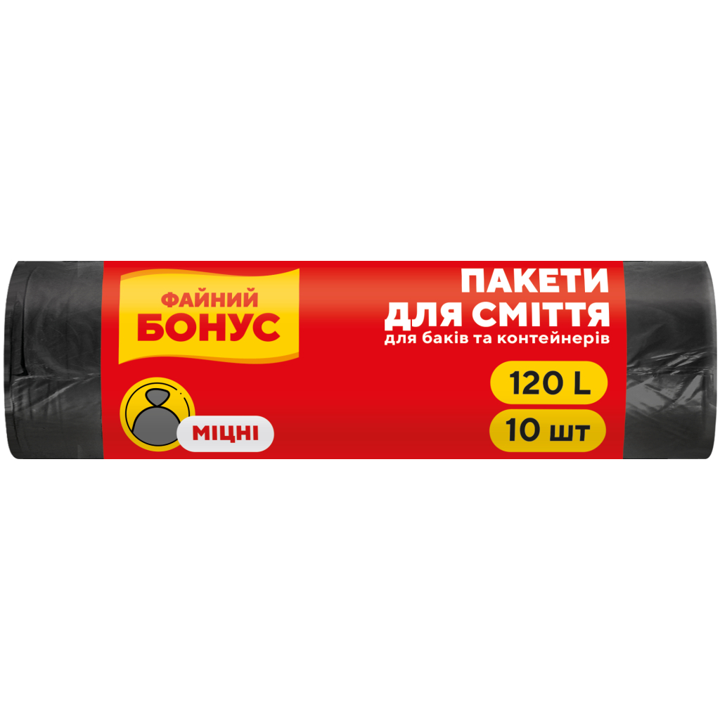 Пакети для сміття Бонус Чорні 120 л 10 шт. (4823071624878) Пакети для сміття Бонус Чорні 120 л 10 шт. (4823071624878)