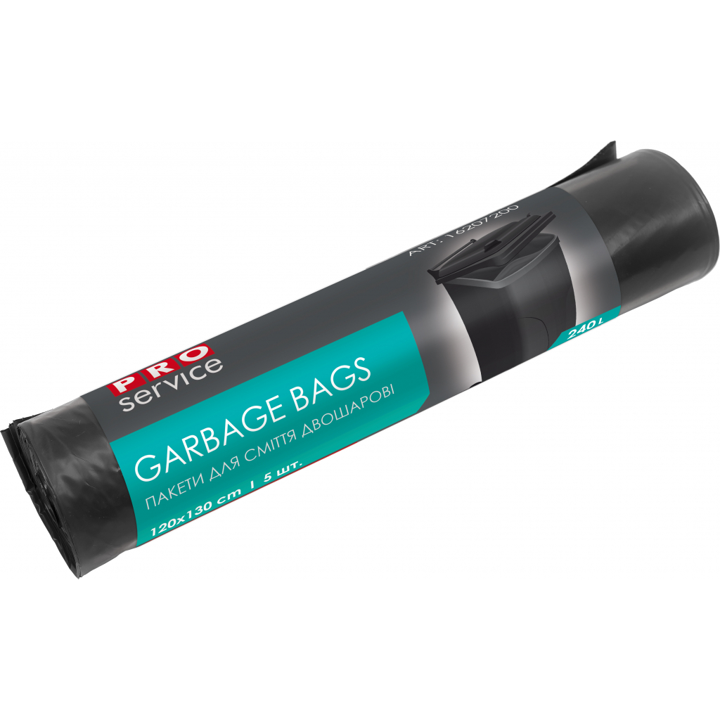 Пакети для сміття PRO service Professional LD двошарові Чорні 240 л 5 шт. (4823071621822) - фото 1 Пакети для сміття PRO service Professional LD двошарові Чорні 240 л 5 шт. (4823071621822) - фото 1