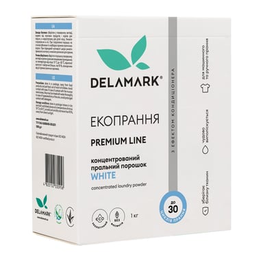 Пральний порошок DeLaMark Premium Line White з ефектом кондиціонера 1 кг (4820152330956) - фото 1