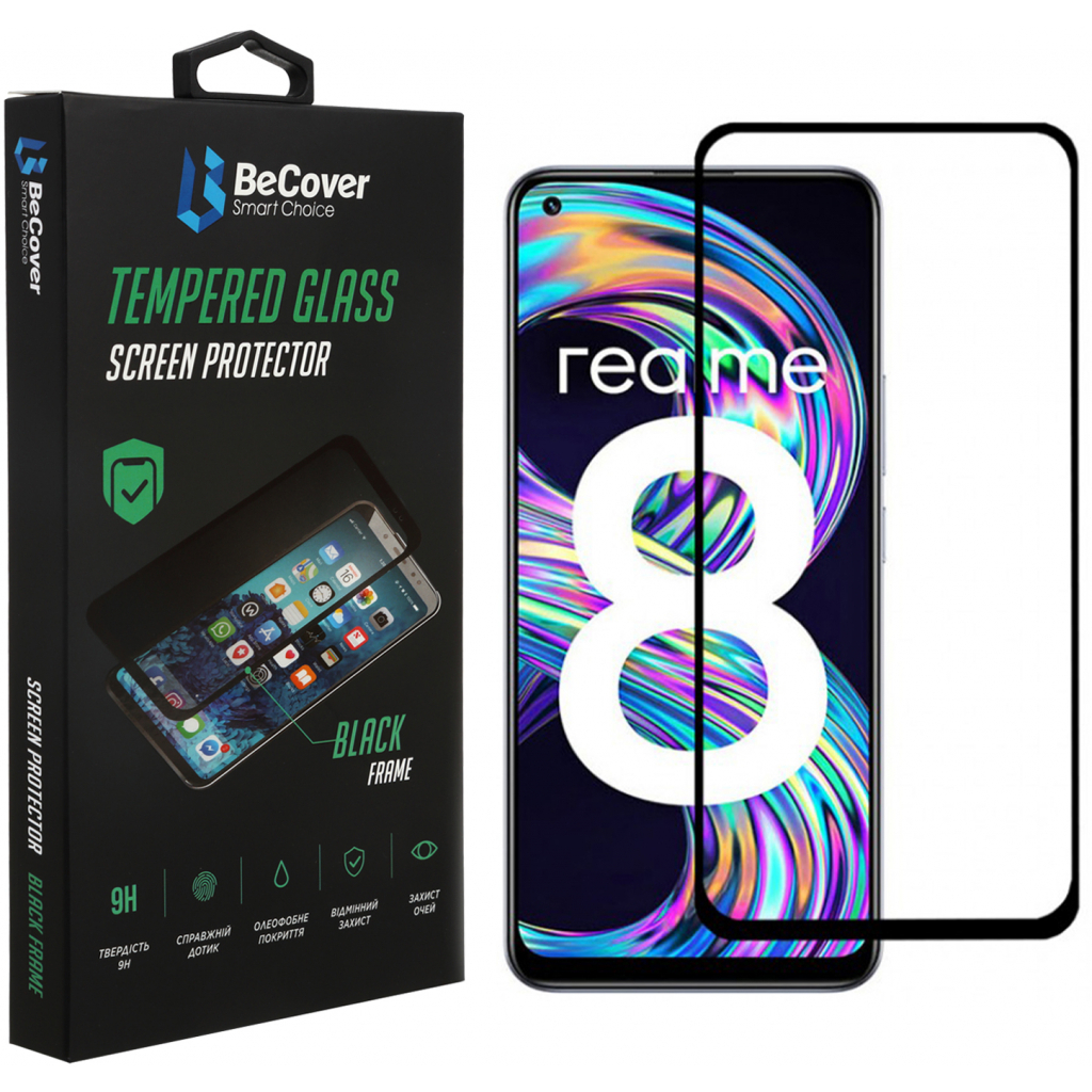 Скло захисне BeCover Realme 8 Black (706657) - фото 1