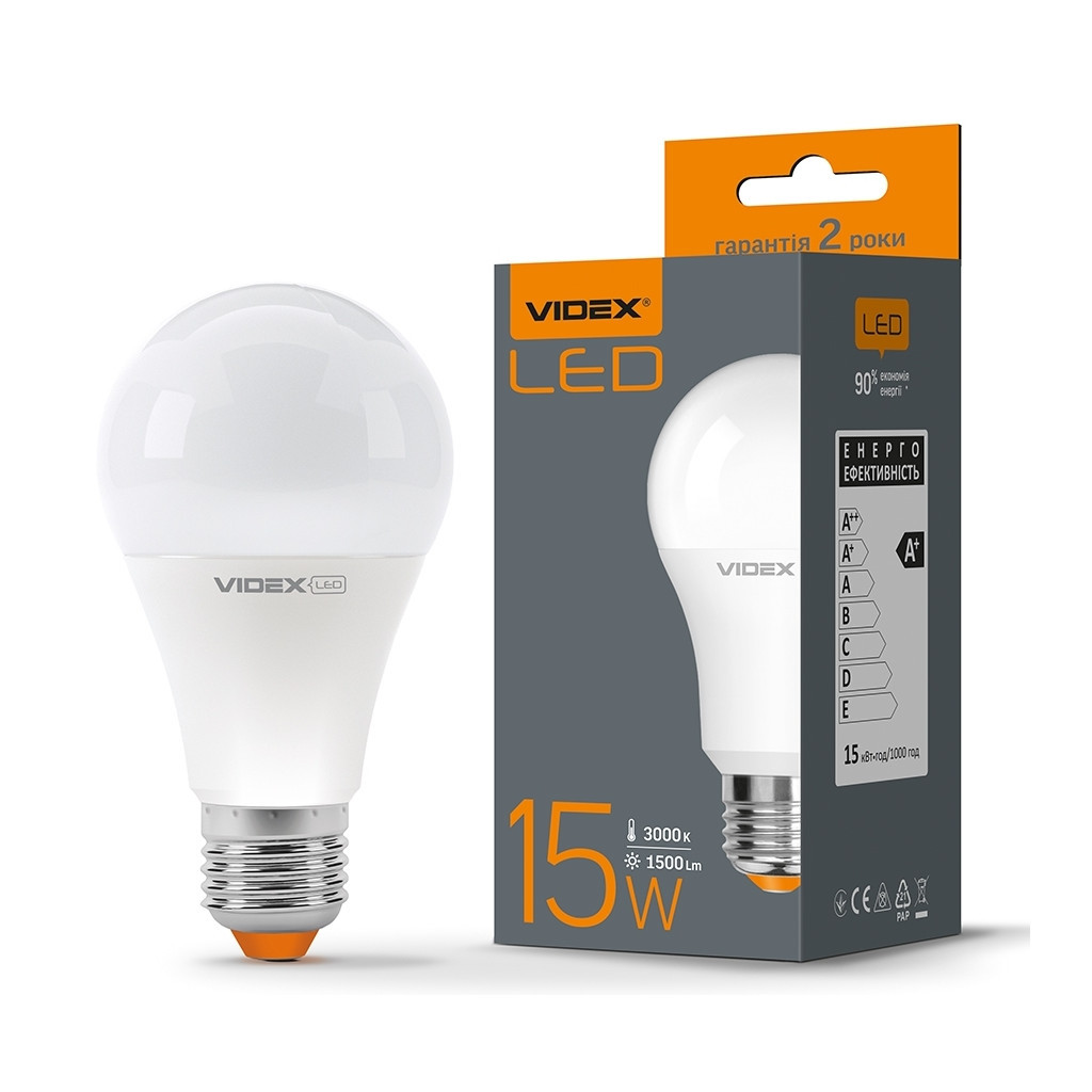 Лампочка Videx A65e 15W E27 3000K (VL-A65e-15273) - фото 1 Лампочка Videx A65e 15W E27 3000K (VL-A65e-15273) - фото 1