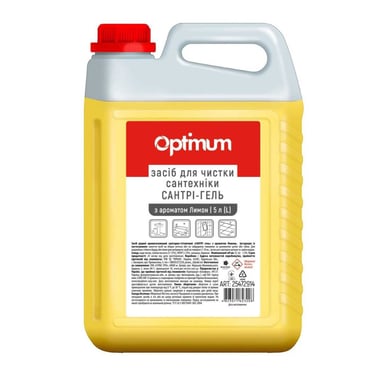 Рідина для чищення ванн PRO service Optimum Для миття та дезінфекції сантехніки Лимон 5 л (4823071623208) - фото 1