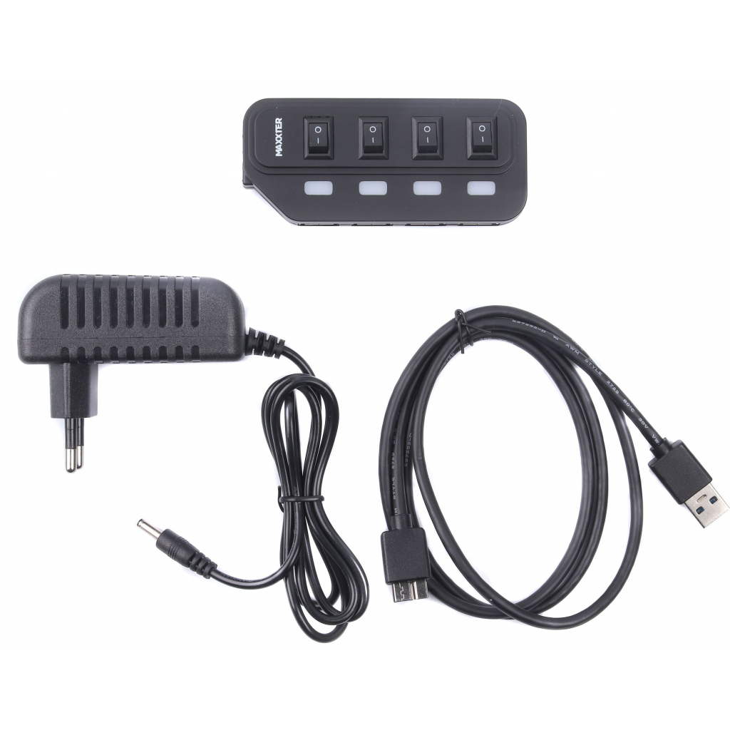Концентратор Maxxter 4 x USB 2.0 Type-A 1m cable + 5V1A adapter (HU2A-4P-AC-02) - фото 4 Концентратор Maxxter 4 x USB 2.0 Type-A 1m cable + 5V1A adapter (HU2A-4P-AC-02) - фото 4