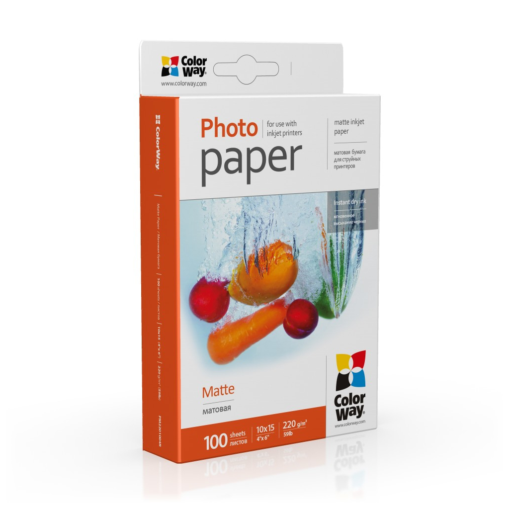 Фотопапір ColorWay 10x15, 220г, matte, 100л (PM2201004R_OEM) - фото 1