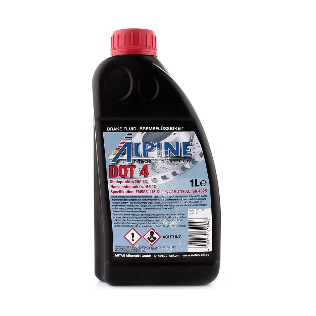 Гальмівна рідина Alpine Brake Fluid DOT 4 1л (1107-1) - фото 1