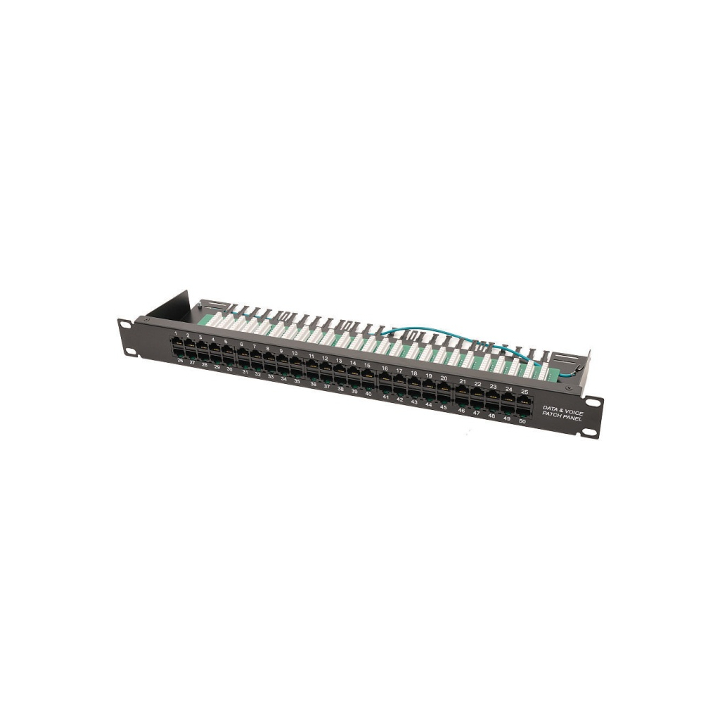 Патч-панель 19" телефонна 1U, 50xRJ-45, Cat.3, DUAL type Voltronic (PPU50-1U) - головне фото