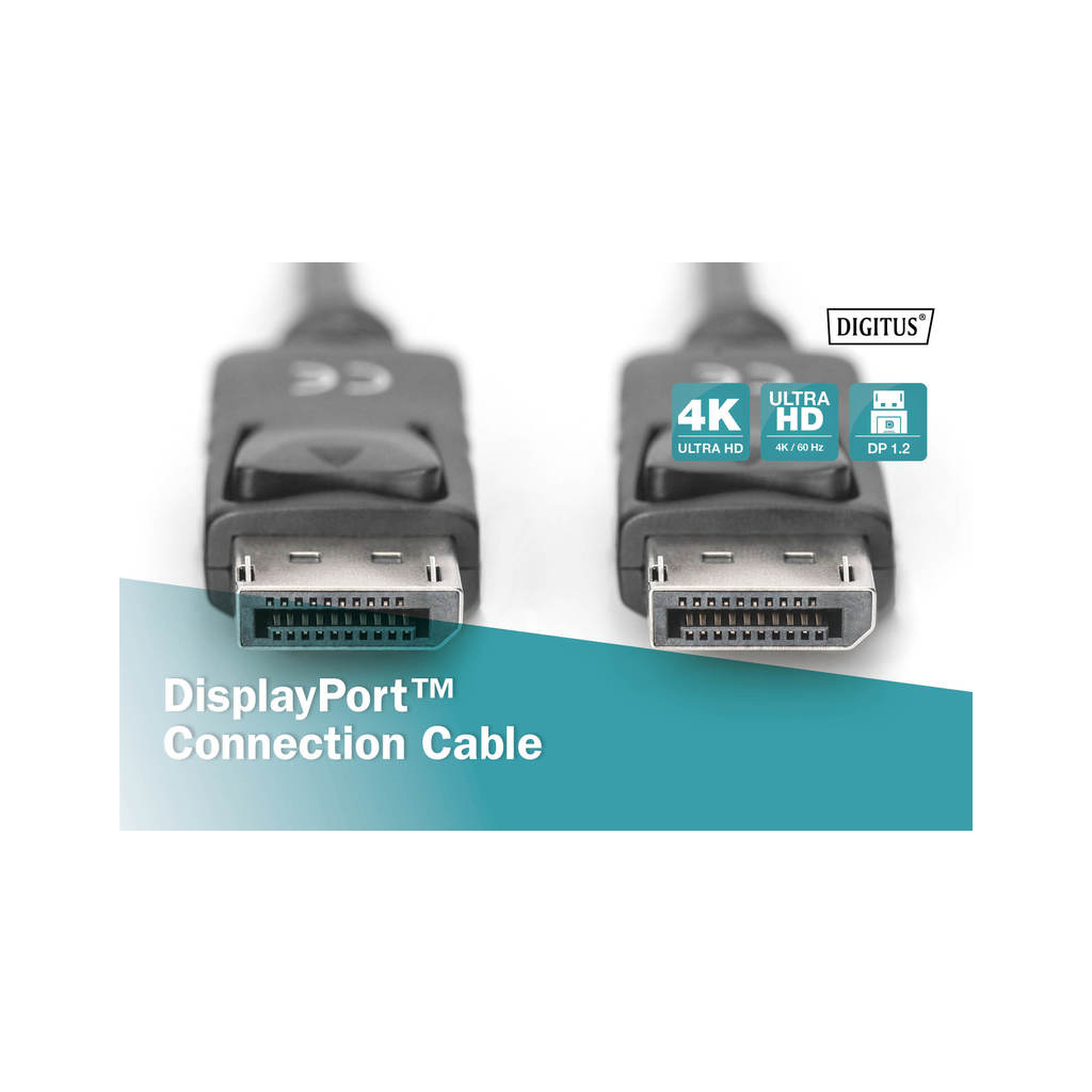Кабель мультимедійний DisplayPort M to DisplayPort M 2.0m UHD 4K Digitus (DB-340100-020-S) - фото 4 Кабель мультимедійний DisplayPort M to DisplayPort M 2.0m UHD 4K Digitus (DB-340100-020-S) - фото 4