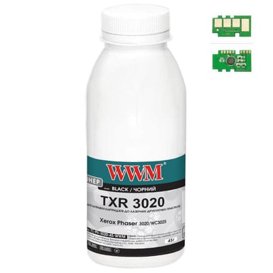 Тонер Xerox Ph3020/WC3025, 45г Black, chip WWM (TC-Ph-3020-45-WWM) - фото 1