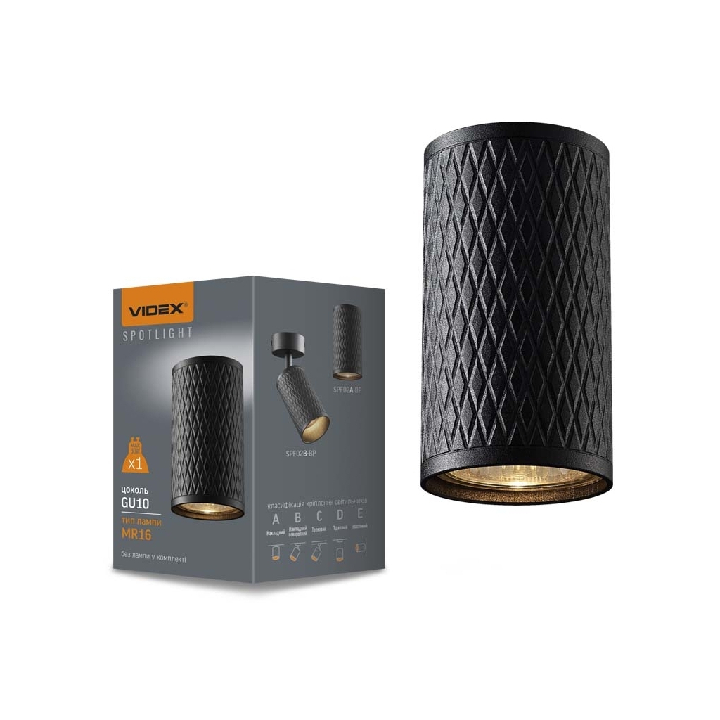 Світильник точковий Videx під лампу GU10 SPF02A накладний чорна призма (VL-SPF02A-BP) - фото 3 Світильник точковий Videx під лампу GU10 SPF02A накладний чорна призма (VL-SPF02A-BP) - фото 3