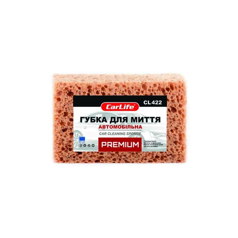 Губка для миття CarLife PREMIUM з великими порами 190x120x70mm, коричнева (CL-422) - фото 1