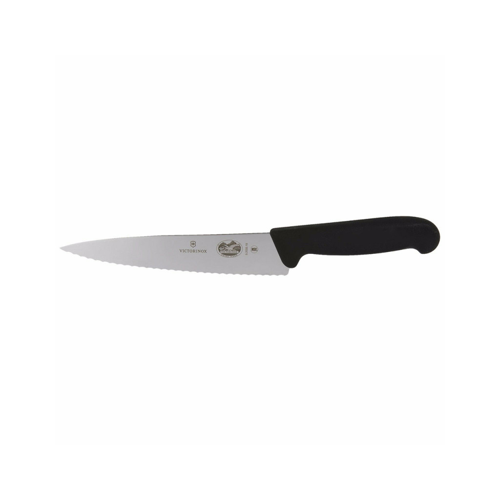 Кухонний ніж Victorinox Fibrox Carving 19 см Serrated Black (5.2033.19) - фото 1