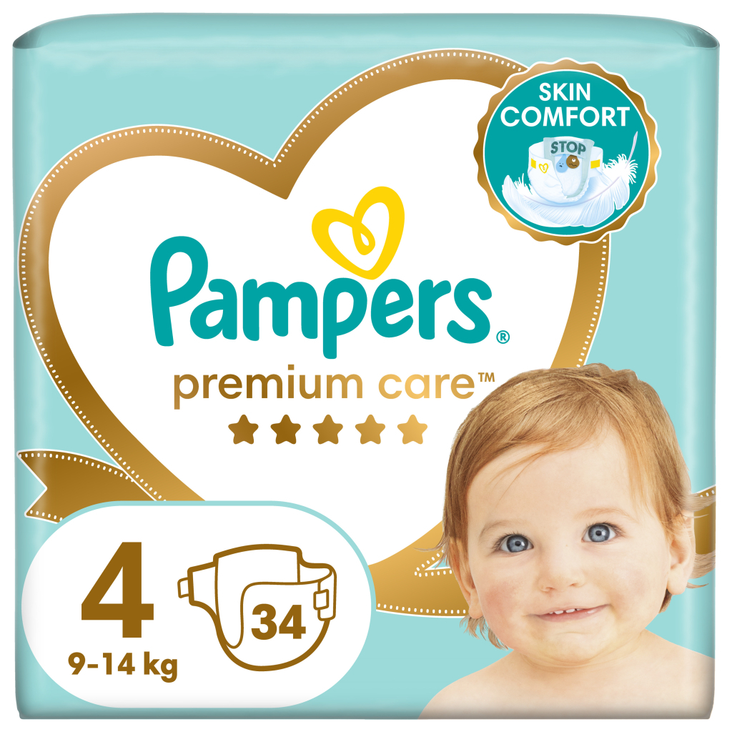 Підгузки Pampers Premium Care Maxi Розмір 4 (9-14 кг) 34 шт (8001090379368) - фото 1 Підгузки Pampers Premium Care Maxi Розмір 4 (9-14 кг) 34 шт (8001090379368) - фото 1