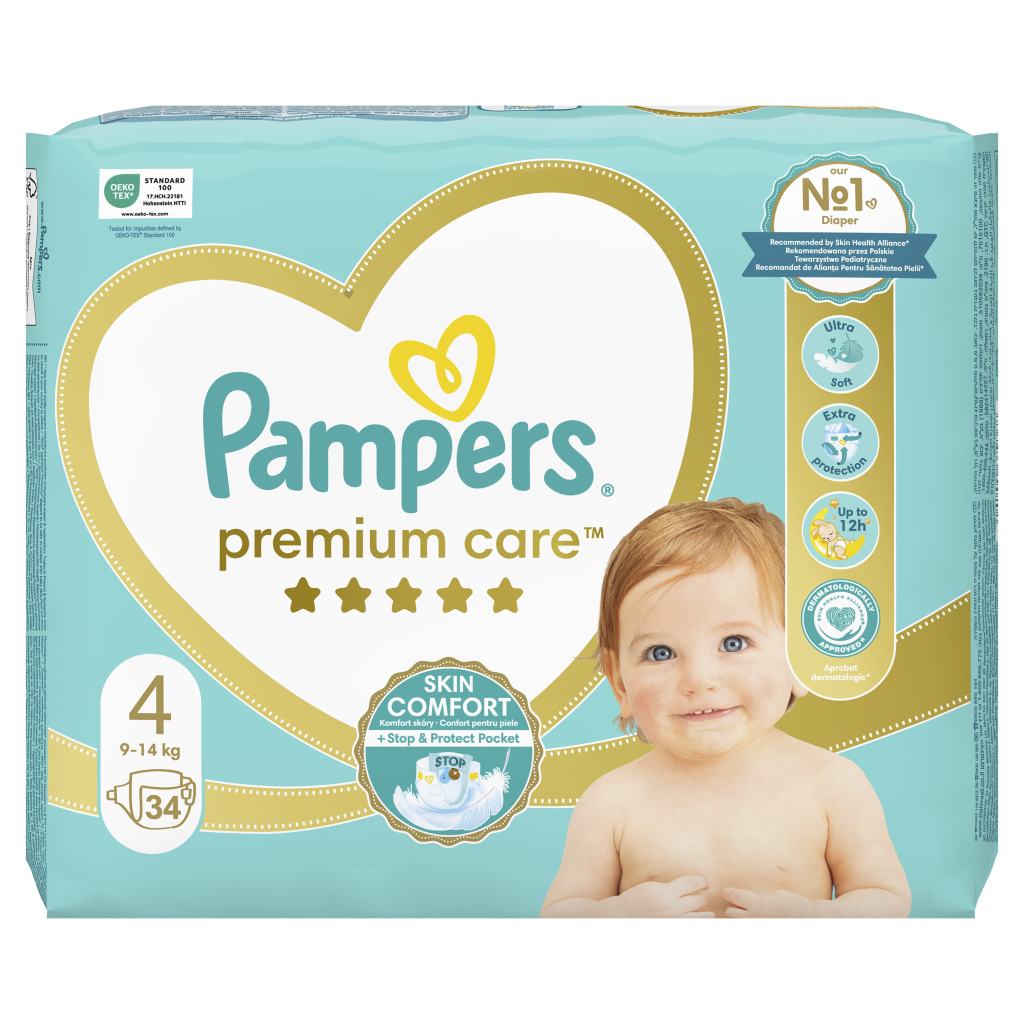 Підгузки Pampers Premium Care Maxi Розмір 4 (9-14 кг) 34 шт (8001090379368) - фото 2 Підгузки Pampers Premium Care Maxi Розмір 4 (9-14 кг) 34 шт (8001090379368) - фото 2