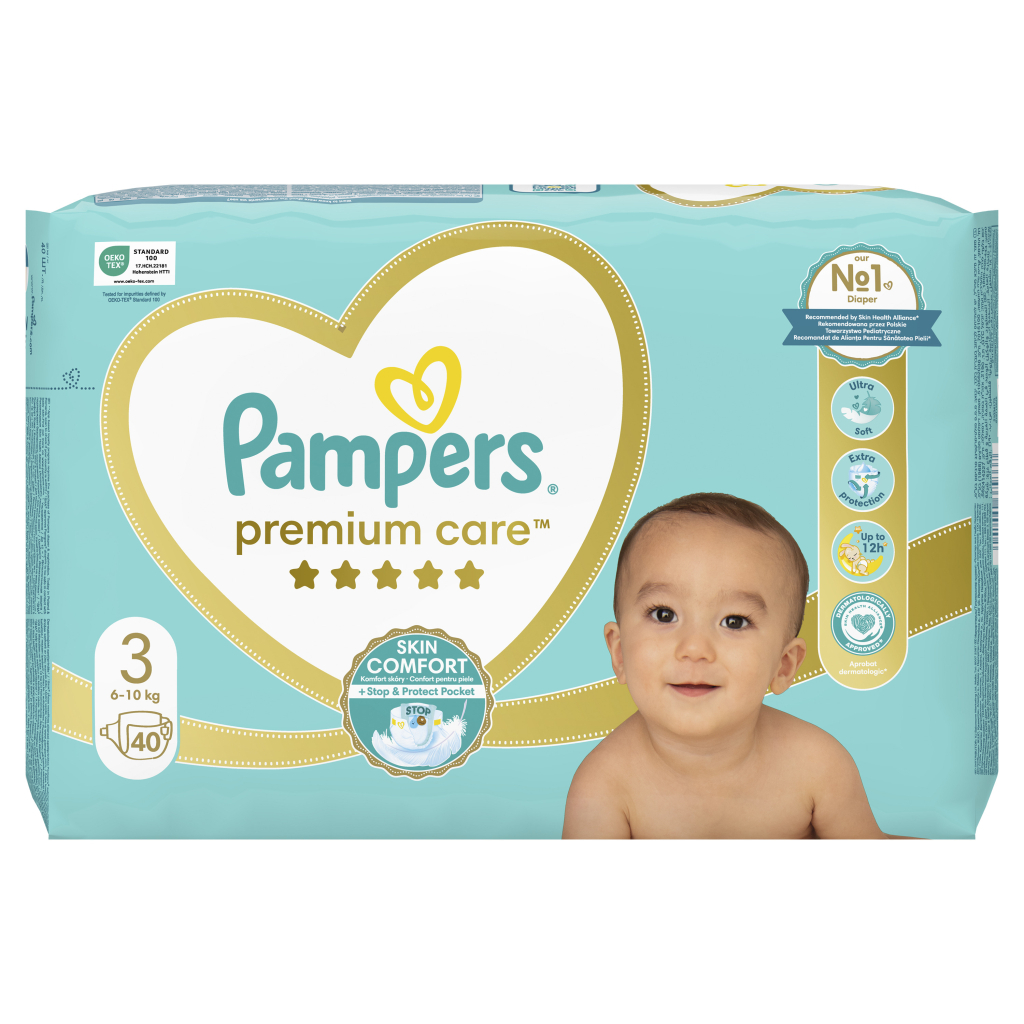 Підгузки Pampers Premium Care Midi Розмір 3 (6-10 кг) 40 шт (8001090379337) - фото 2 Підгузки Pampers Premium Care Midi Розмір 3 (6-10 кг) 40 шт (8001090379337) - фото 2