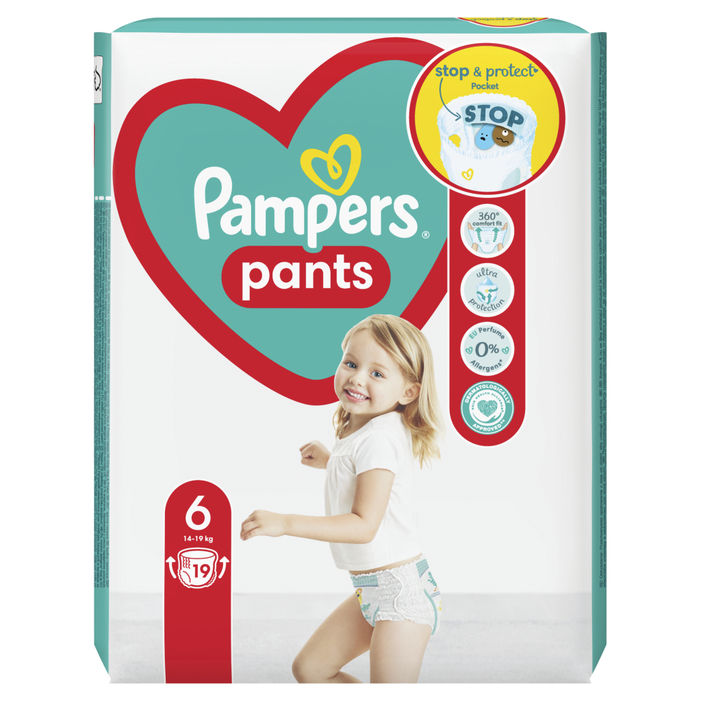 Підгузки Pampers трусики Pants Giant Розмір 6 (14-19 кг) 19 шт (8006540067802) - фото 2 Підгузки Pampers трусики Pants Giant Розмір 6 (14-19 кг) 19 шт (8006540067802) - фото 2