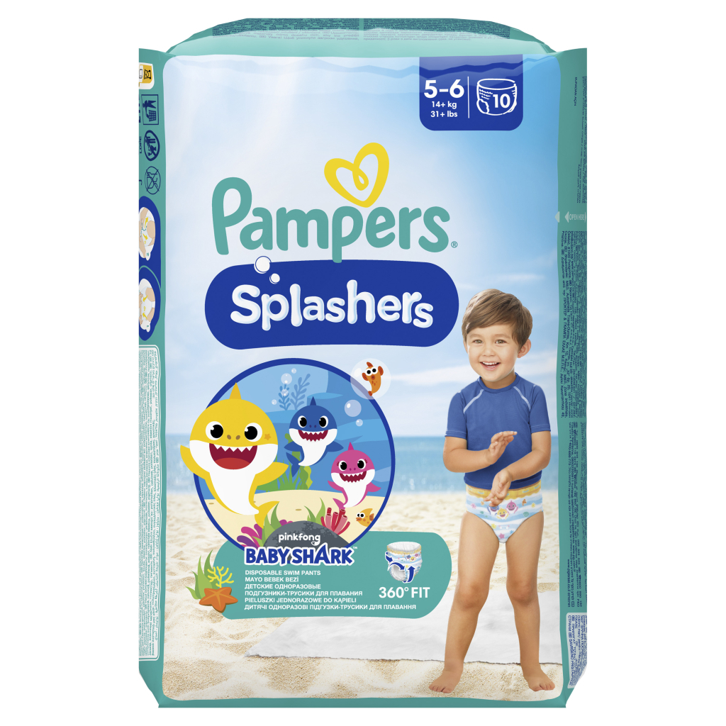 Підгузки Pampers для плавання Splashers Розмір 5-6 (14+ кг) 10 шт (8001090728951) - фото 2 Підгузки Pampers для плавання Splashers Розмір 5-6 (14+ кг) 10 шт (8001090728951) - фото 2