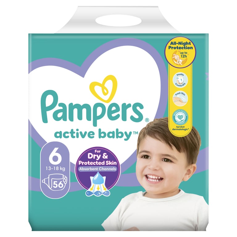 Підгузки Pampers Active Baby Giant Розмір 6 (13-18 кг) 56 шт (8001090950130) - фото 2