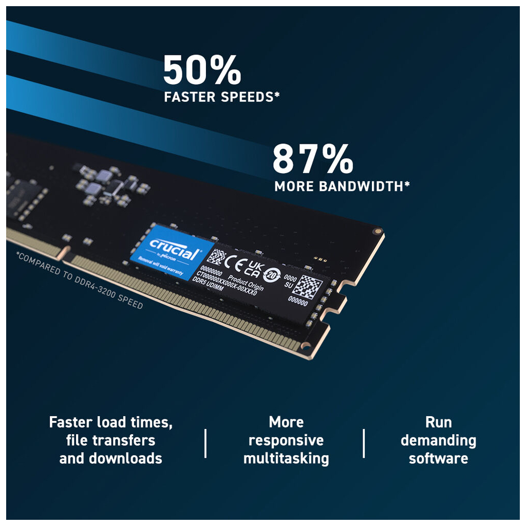 Модуль пам'яті для комп'ютера DDR5 32GB 4800 MHz Micron (CT32G48C40U5) - фото 3 Модуль пам'яті для комп'ютера DDR5 32GB 4800 MHz Micron (CT32G48C40U5) - фото 3