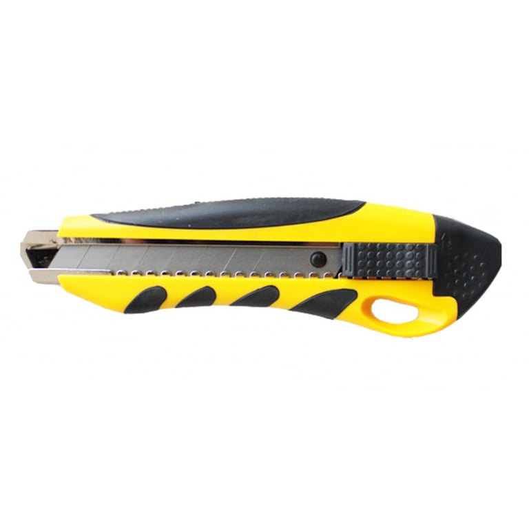Ніж канцелярський H-Tone 18 мм жовтий з гумовими вставками (KNIFE-HT-JJ40607-18) - фото 1