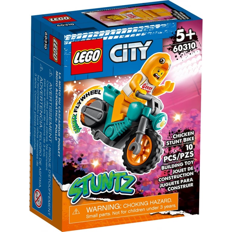 Конструктор LEGO City Stuntz Трюковий мотоцикл з курчатою 10 деталей (60310) - фото 1